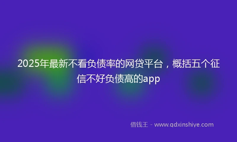 2025年最新不看负债率的网贷平台，概括五个征信不好负债高的app