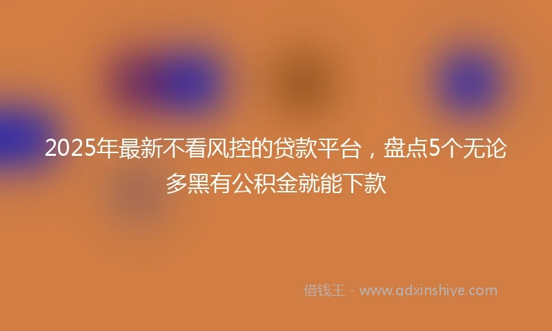 2025年最新不看风控的贷款平台，盘点5个无论多黑有公积金就能下款