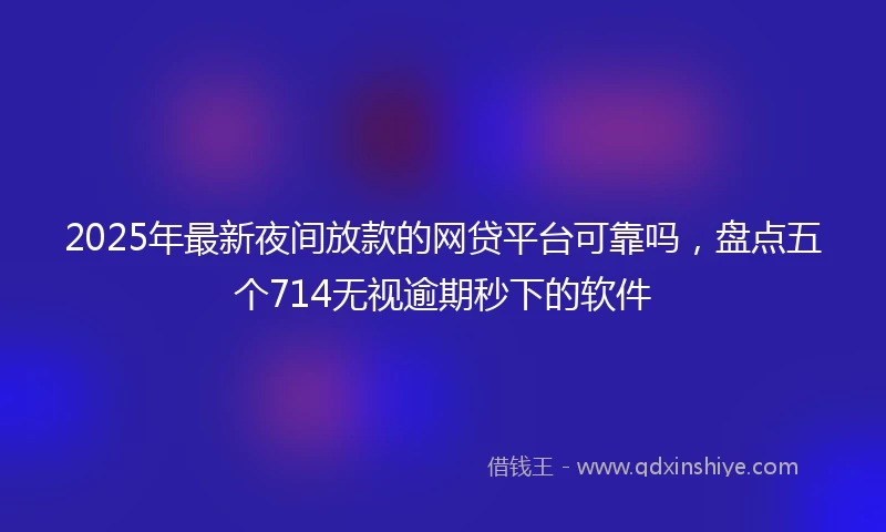 2025年最新夜间放款的网贷平台可靠吗，盘点五个714无视逾期秒下的软件