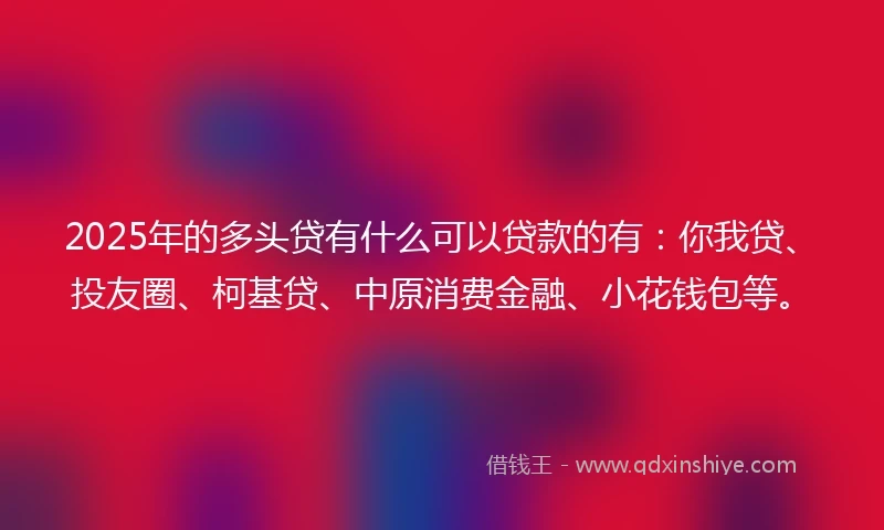 2025年的多头贷有什么可以贷款的有：你我贷、投友圈、柯基贷、中原消费金融、小花钱包等。