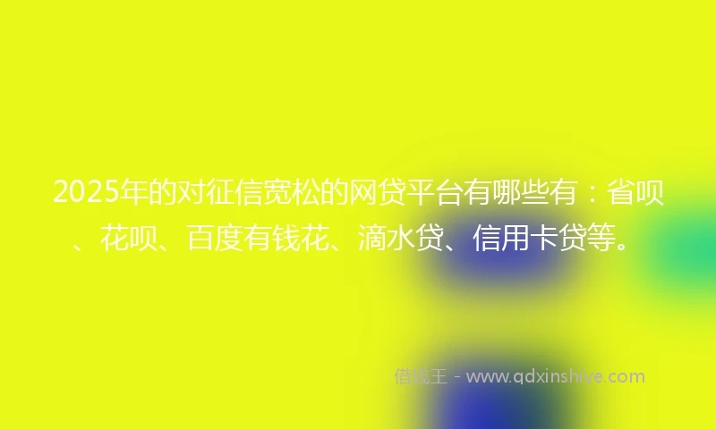 2025年的对征信宽松的网贷平台有哪些有：省呗、花呗、百度有钱花、滴水贷、信用卡贷等。