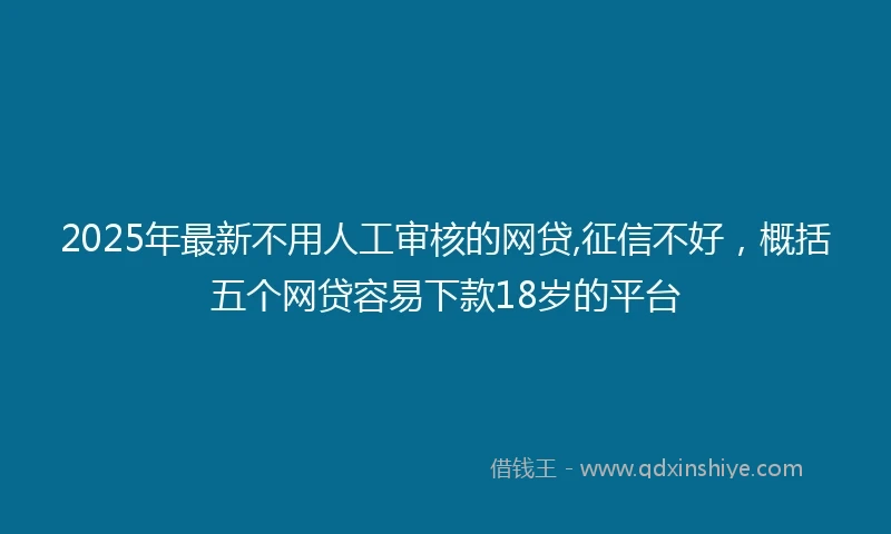 2025年最新不用人工审核的网贷,征信不好，概括五个网贷容易下款18岁的平台