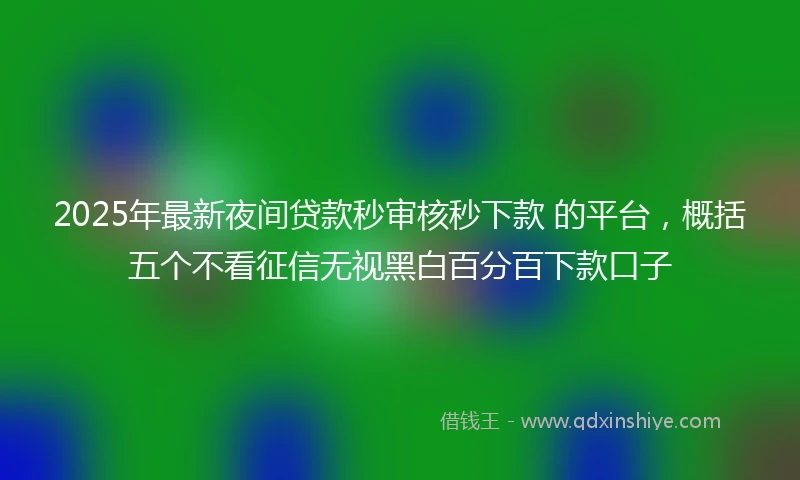 2025年最新夜间贷款秒审核秒下款 的平台，概括五个不看征信无视黑白百分百下款口子