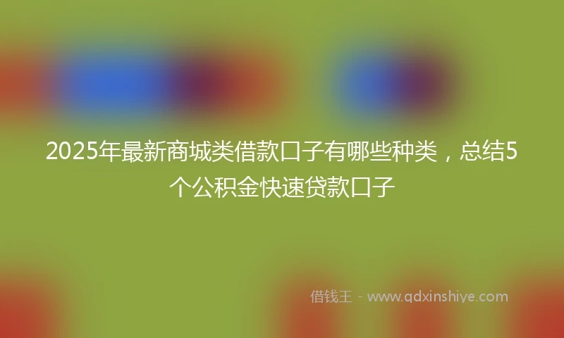 2025年最新商城类借款口子有哪些种类，总结5个公积金快速贷款口子
