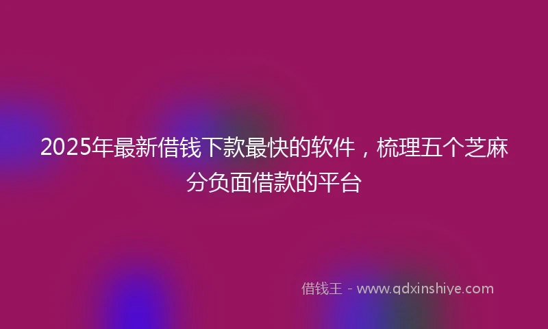 2025年最新借钱下款最快的软件，梳理五个芝麻分负面借款的平台