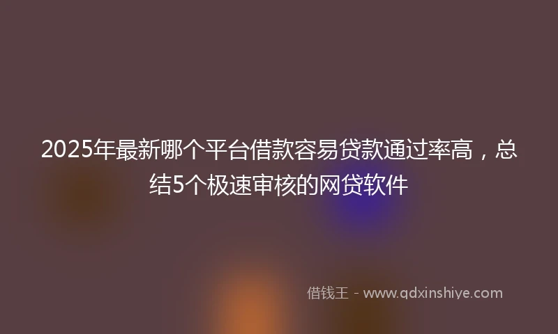 2025年最新哪个平台借款容易贷款通过率高，总结5个极速审核的网贷软件