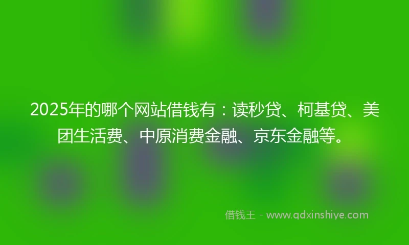 2025年的哪个网站借钱有：读秒贷、柯基贷、美团生活费、中原消费金融、京东金融等。