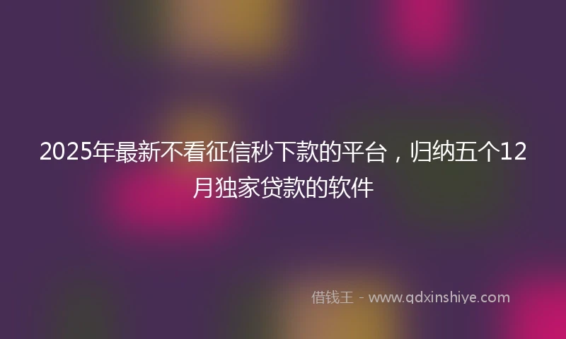 2025年最新不看征信秒下款的平台，归纳五个12月独家贷款的软件