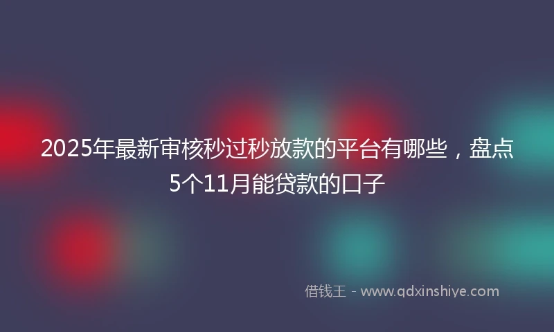2025年最新审核秒过秒放款的平台有哪些，盘点5个11月能贷款的口子