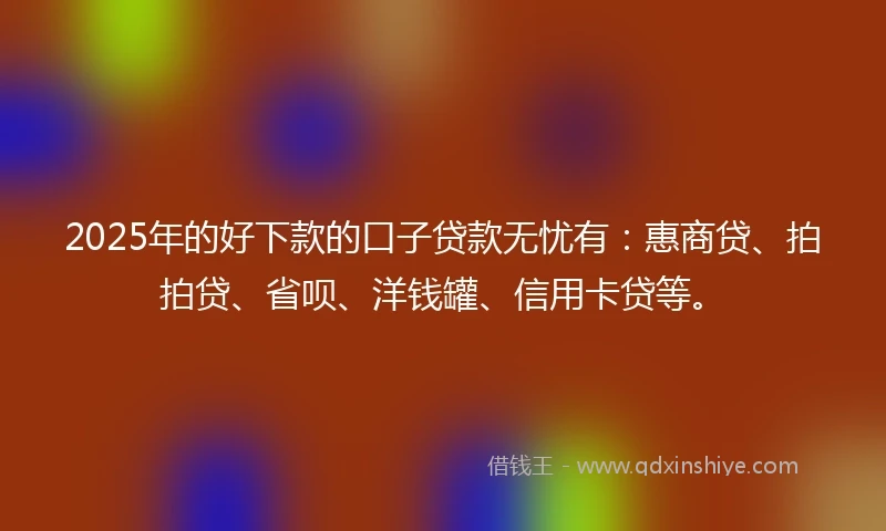 2025年的好下款的口子贷款无忧有：惠商贷、拍拍贷、省呗、洋钱罐、信用卡贷等。