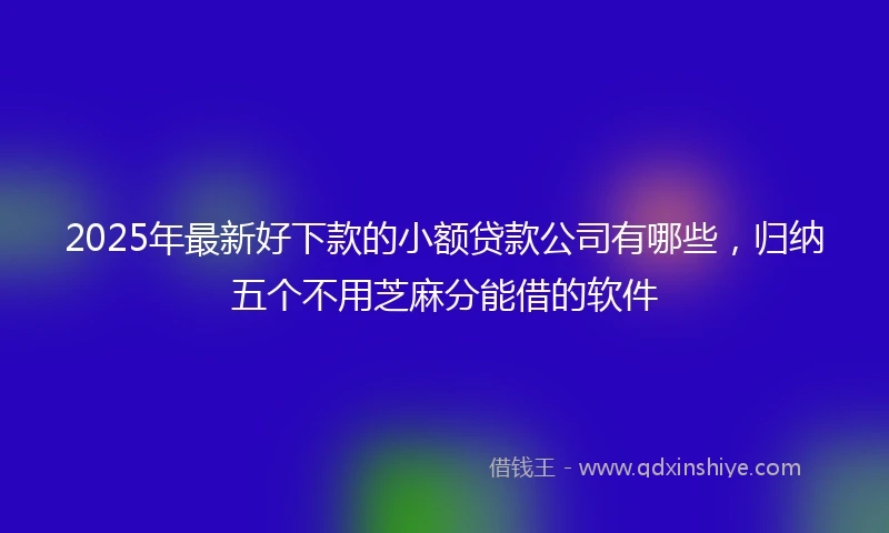 2025年最新好下款的小额贷款公司有哪些，归纳五个不用芝麻分能借的软件