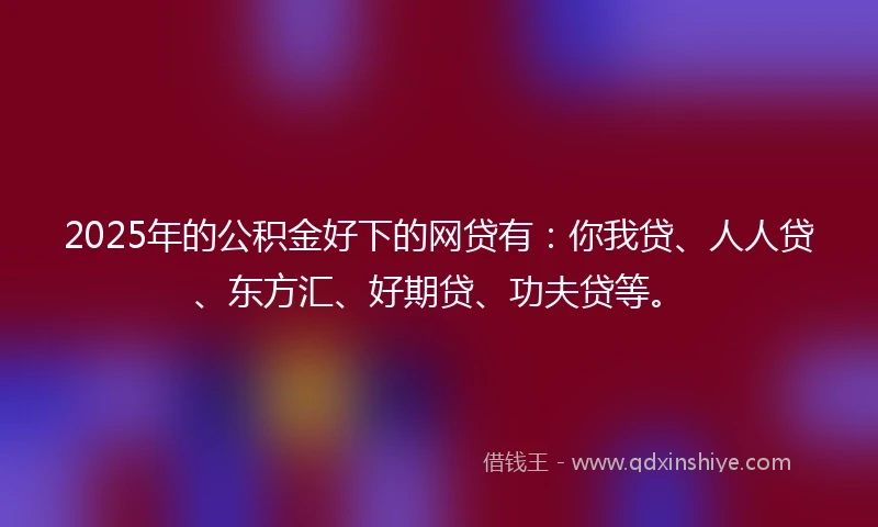 2025年的公积金好下的网贷有：你我贷、人人贷、东方汇、好期贷、功夫贷等。