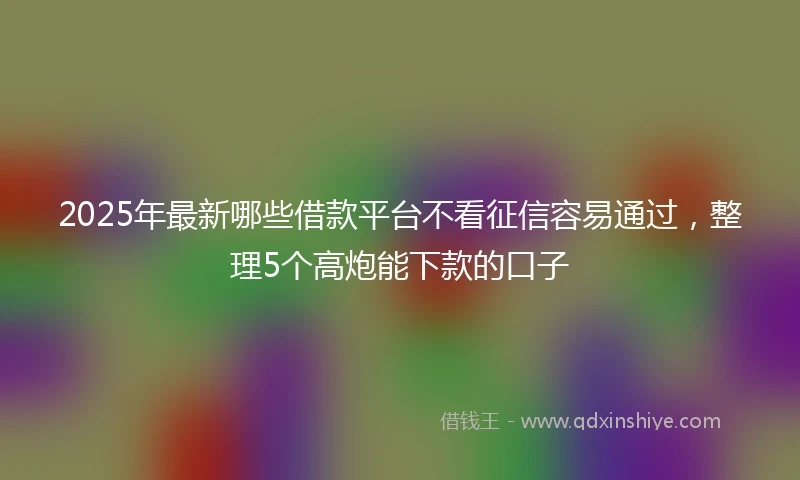 2025年最新哪些借款平台不看征信容易通过，整理5个高炮能下款的口子