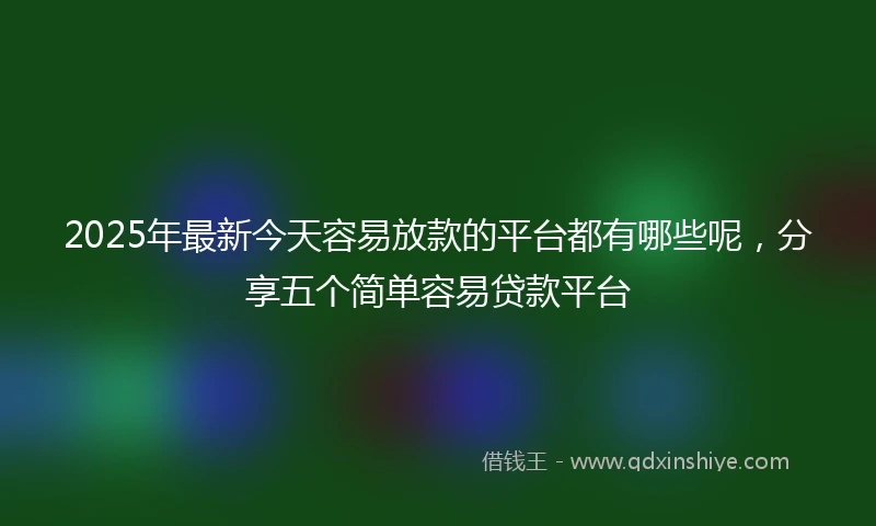 2025年最新今天容易放款的平台都有哪些呢，分享五个简单容易贷款平台