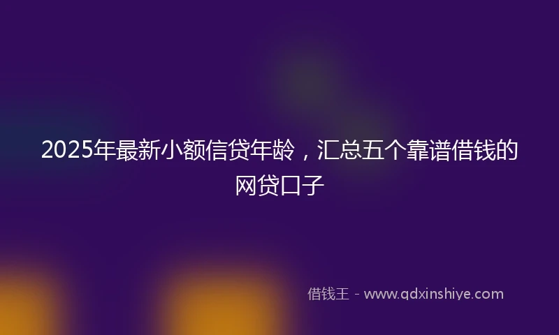 2025年最新小额信贷年龄，汇总五个靠谱借钱的网贷口子