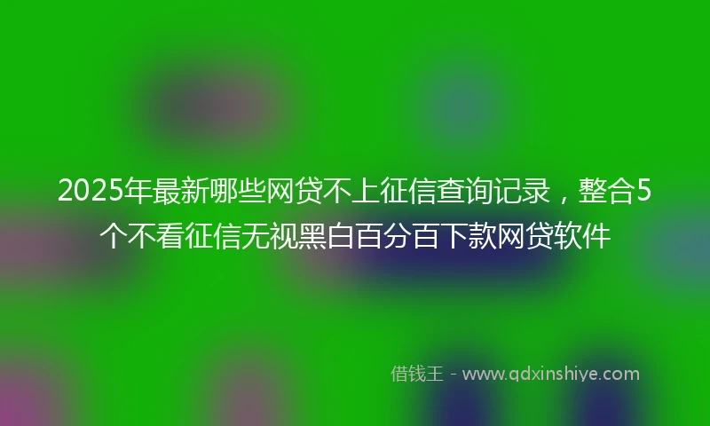 2025年最新哪些网贷不上征信查询记录，整合5个不看征信无视黑白百分百下款网贷软件