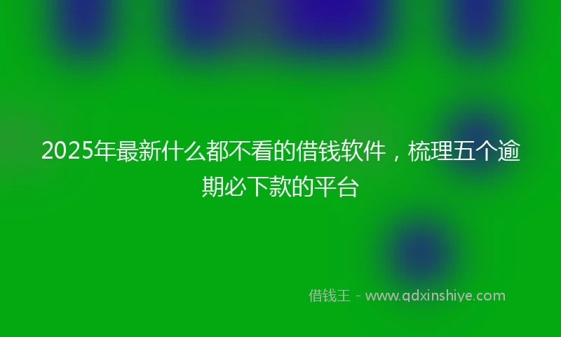 2025年最新什么都不看的借钱软件，梳理五个逾期必下款的平台