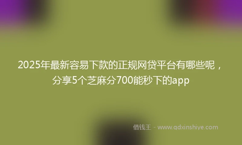 2025年最新容易下款的正规网贷平台有哪些呢，分享5个芝麻分700能秒下的app