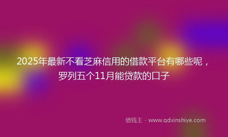 2025年最新不看芝麻信用的借款平台有哪些呢，罗列五个11月能贷款的口子