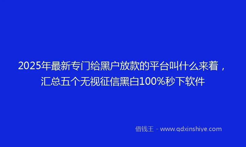 2025年最新专门给黑户放款的平台叫什么来着，汇总五个无视征信黑白100%秒下软件
