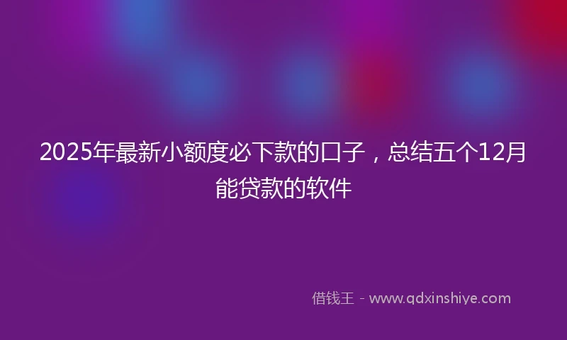 2025年最新小额度必下款的口子，总结五个12月能贷款的软件