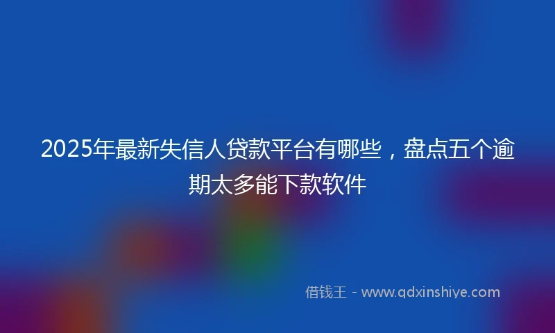 2025年最新失信人贷款平台有哪些，盘点五个逾期太多能下款软件