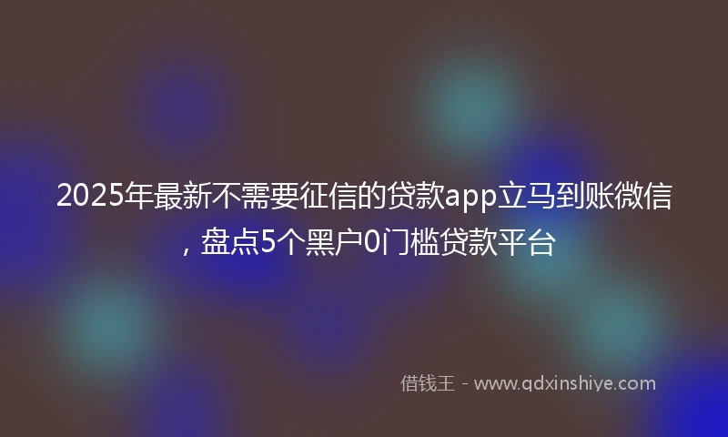 2025年最新不需要征信的贷款app立马到账微信，盘点5个黑户0门槛贷款平台