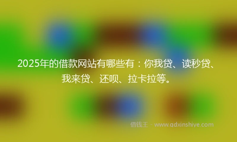 2025年的借款网站有哪些有：你我贷、读秒贷、我来贷、还呗、拉卡拉等。