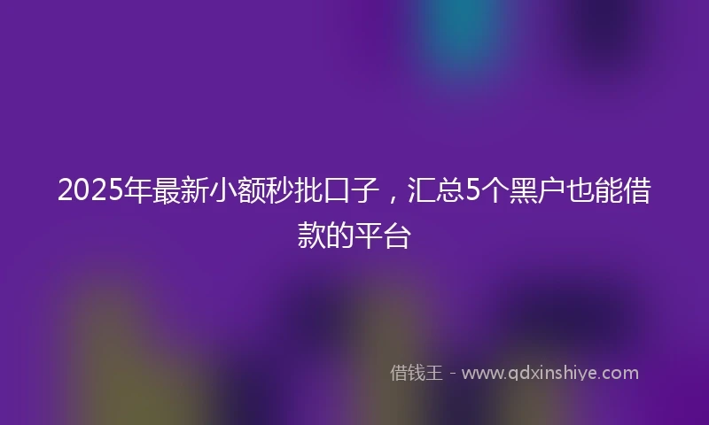 2025年最新小额秒批口子，汇总5个黑户也能借款的平台
