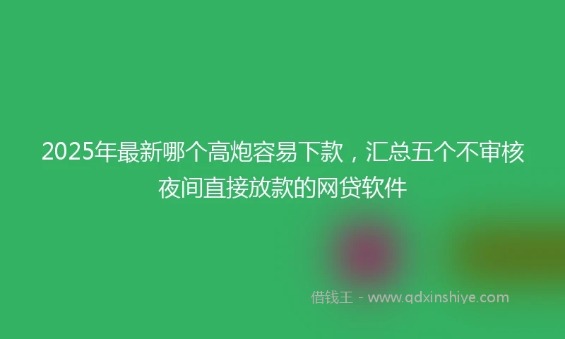2025年最新哪个高炮容易下款，汇总五个不审核夜间直接放款的网贷软件