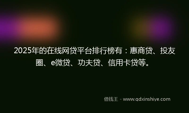 2025年的在线网贷平台排行榜有：惠商贷、投友圈、e微贷、功夫贷、信用卡贷等。