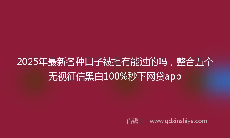 2025年最新各种口子被拒有能过的吗，整合五个无视征信黑白100%秒下网贷app