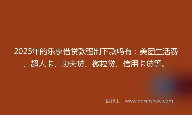 2025年的乐享借贷款强制下款吗有：美团生活费、超人卡、功夫贷、微粒贷、信用卡贷等。