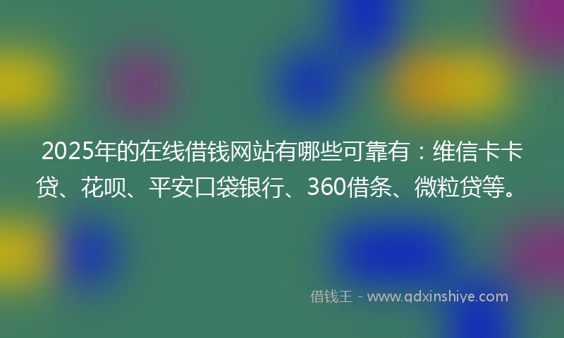 2025年的在线借钱网站有哪些可靠有：维信卡卡贷、花呗、平安口袋银行、360借条、微粒贷等。