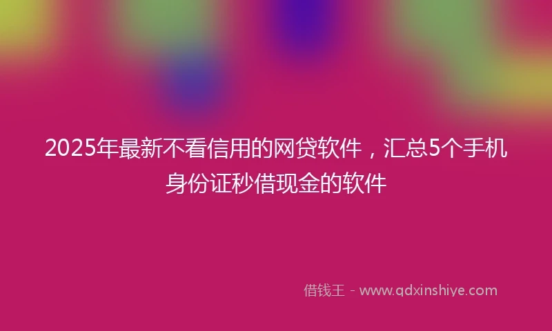 2025年最新不看信用的网贷软件，汇总5个手机身份证秒借现金的软件