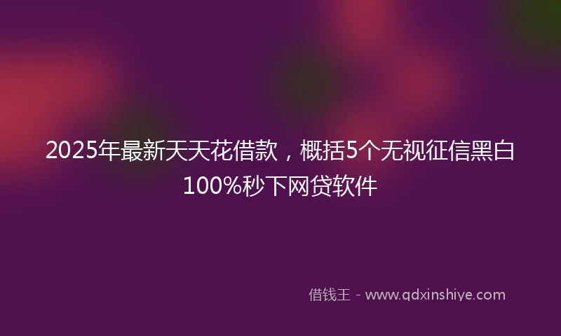2025年最新天天花借款，概括5个无视征信黑白100%秒下网贷软件
