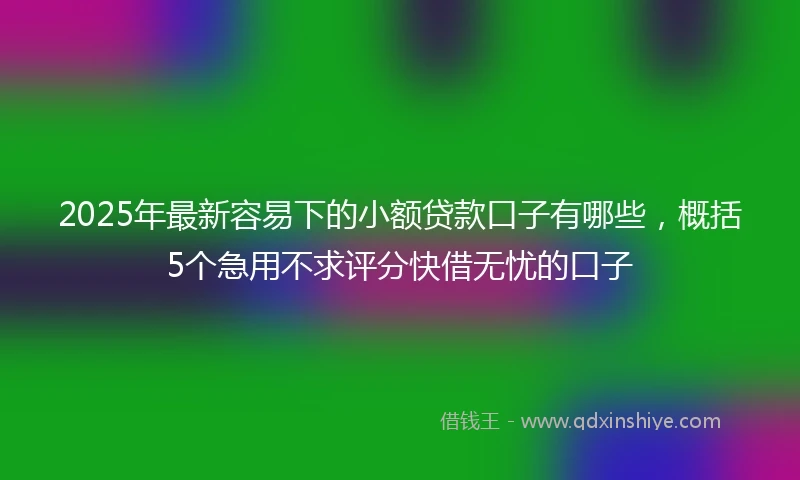 2025年最新容易下的小额贷款口子有哪些，概括5个急用不求评分快借无忧的口子
