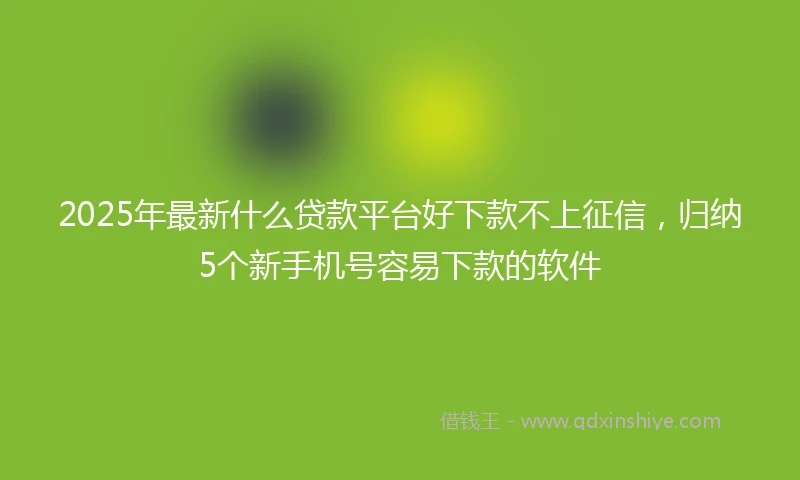 2025年最新什么贷款平台好下款不上征信，归纳5个新手机号容易下款的软件