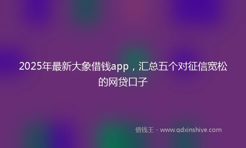 2025年最新大象借钱app，汇总五个对征信宽松的网贷口子