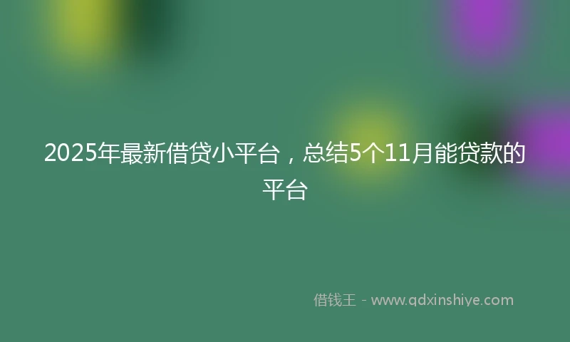 2025年最新借贷小平台，总结5个11月能贷款的平台