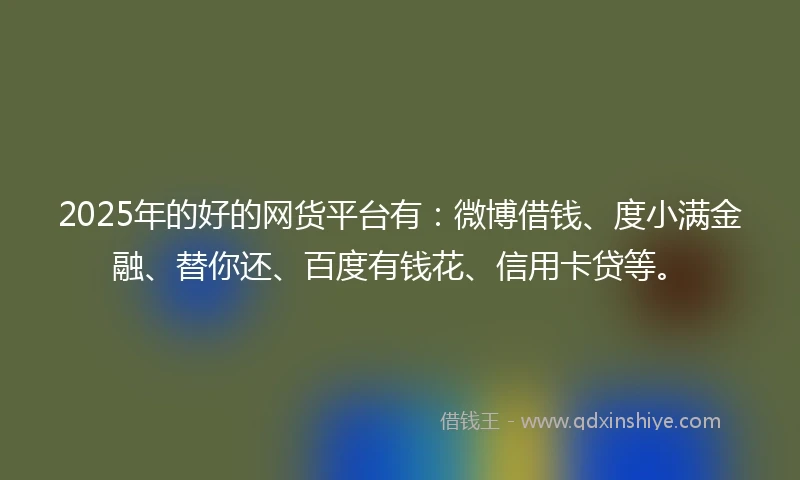 2025年的好的网货平台有：微博借钱、度小满金融、替你还、百度有钱花、信用卡贷等。