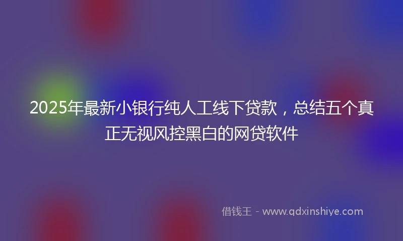 2025年最新小银行纯人工线下贷款，总结五个真正无视风控黑白的网贷软件