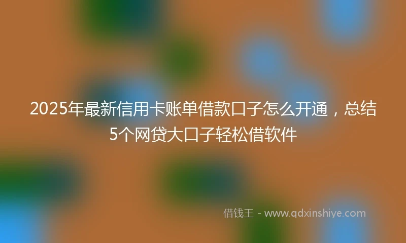 2025年最新信用卡账单借款口子怎么开通，总结5个网贷大口子轻松借软件