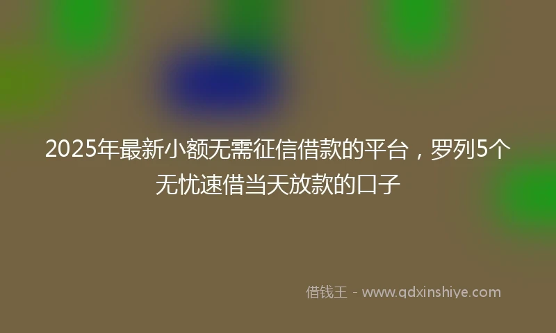 2025年最新小额无需征信借款的平台，罗列5个无忧速借当天放款的口子