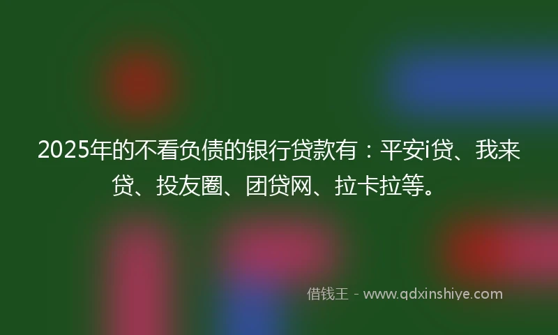 2025年的不看负债的银行贷款有：平安i贷、我来贷、投友圈、团贷网、拉卡拉等。