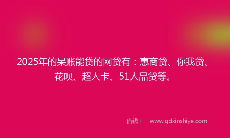 2025年的呆账能贷的网贷有：惠商贷、你我贷、花呗、超人卡、51人品贷等。