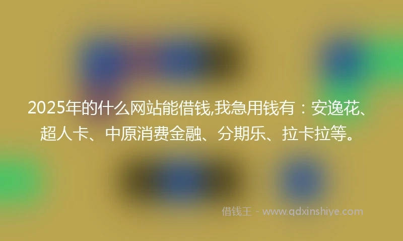 2025年的什么网站能借钱,我急用钱有：安逸花、超人卡、中原消费金融、分期乐、拉卡拉等。