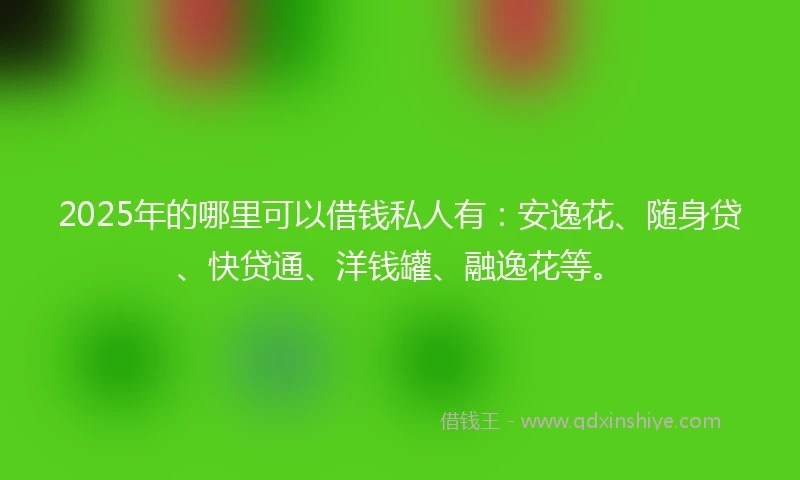 2025年的哪里可以借钱私人有：安逸花、随身贷、快贷通、洋钱罐、融逸花等。