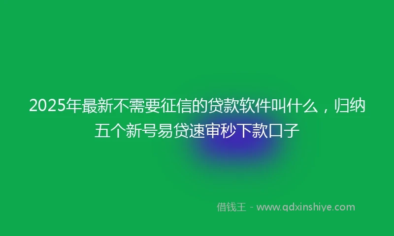 2025年最新不需要征信的贷款软件叫什么，归纳五个新号易贷速审秒下款口子