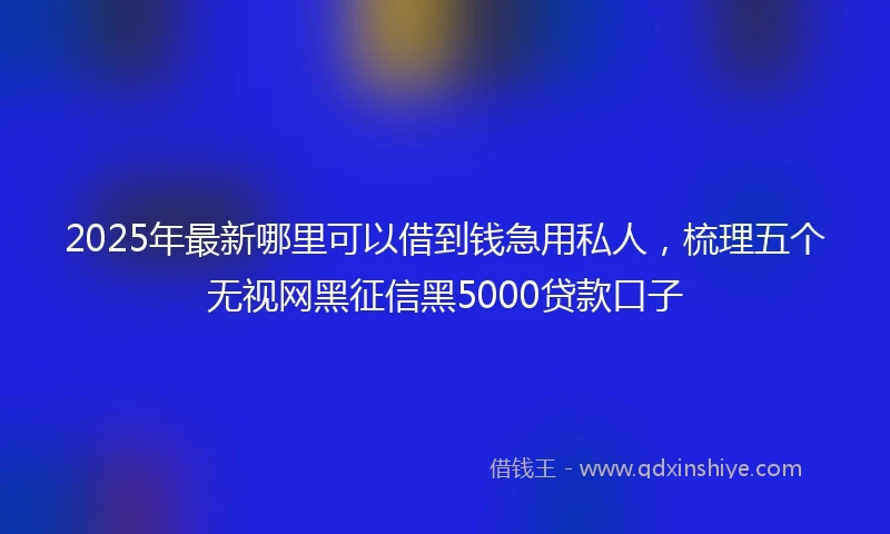 2025年最新哪里可以借到钱急用私人，梳理五个无视网黑征信黑5000贷款口子